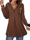 Women's V-Neck Button-Up Hoodie T-Shirt