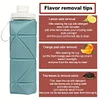 20oz Silicone Foldable Travel Water Bottles Leakproof Valve Reusable, Carton Packaging, Gym Camping Hiking Travel Sports Lightweight Durable Bottle