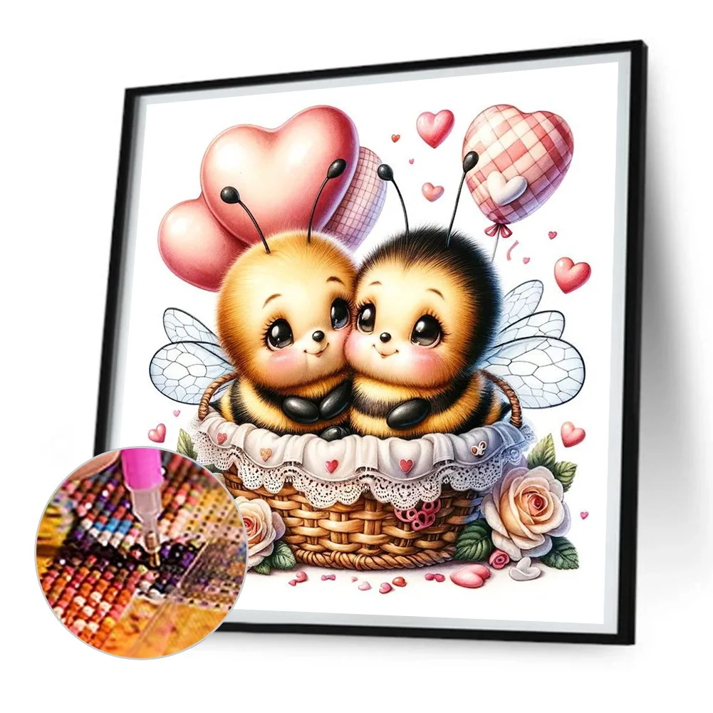 Diamond Painting - Full Round Drill - Love Flower Bee(Canvas|30*30cm)