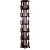 [US Local Warehouse] 6 Tier Bamboo Rotating Bookshelf on Wheels 360 Spinning Book Shelf Tower Round Revolving Bookcase Organizer Rolling Bookshelves for Small Space Corner Bedroom Office