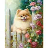 Pomeranian Flowers-11CT Stamped Cross Stitch 40*50cm/15.75*19.69in tapestrymarket