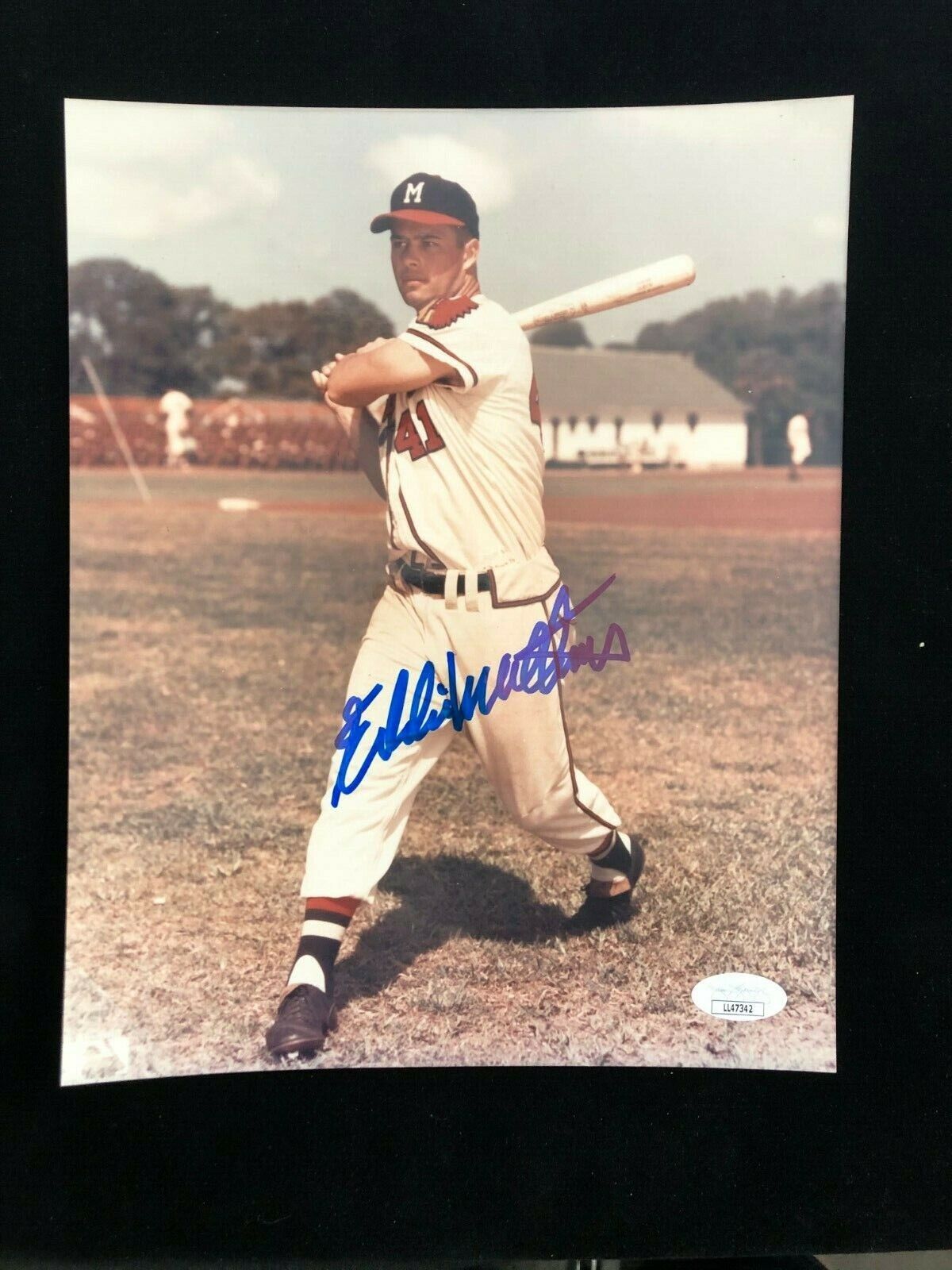 Eddie Mathews Signed Autographed Photo Poster painting JSA - Milwaukie / Atlanta Braves HOF 78