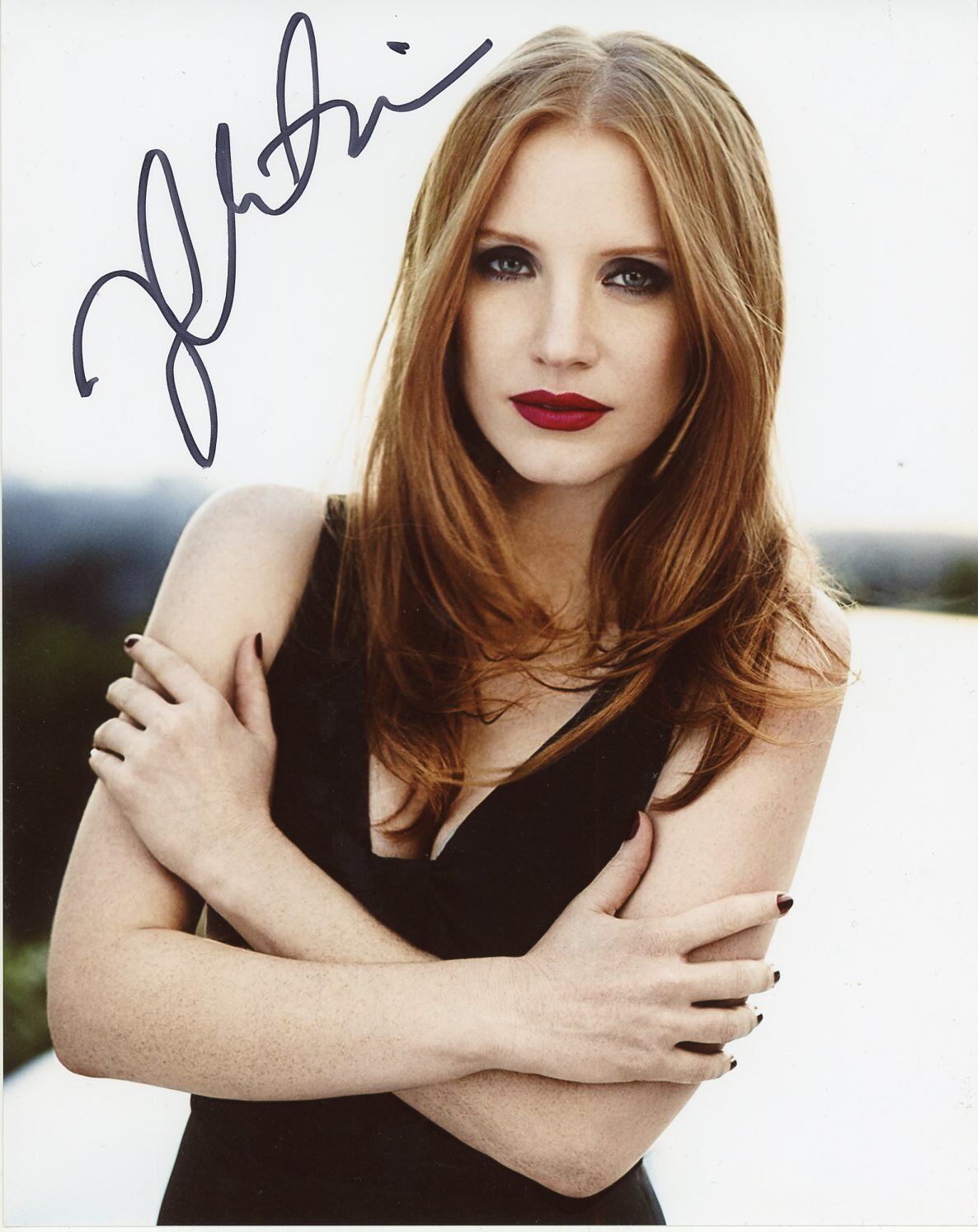 JESSICA CHASTAIN Authentic Hand-Signed Red Hair