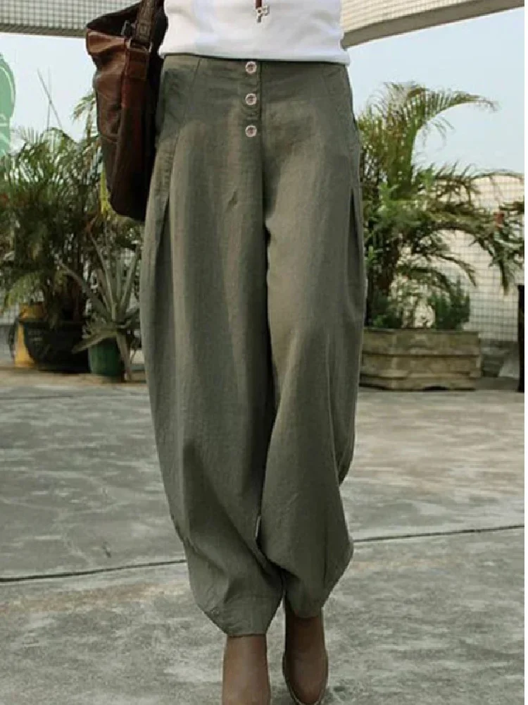 Casual Solid Color Loose Trousers