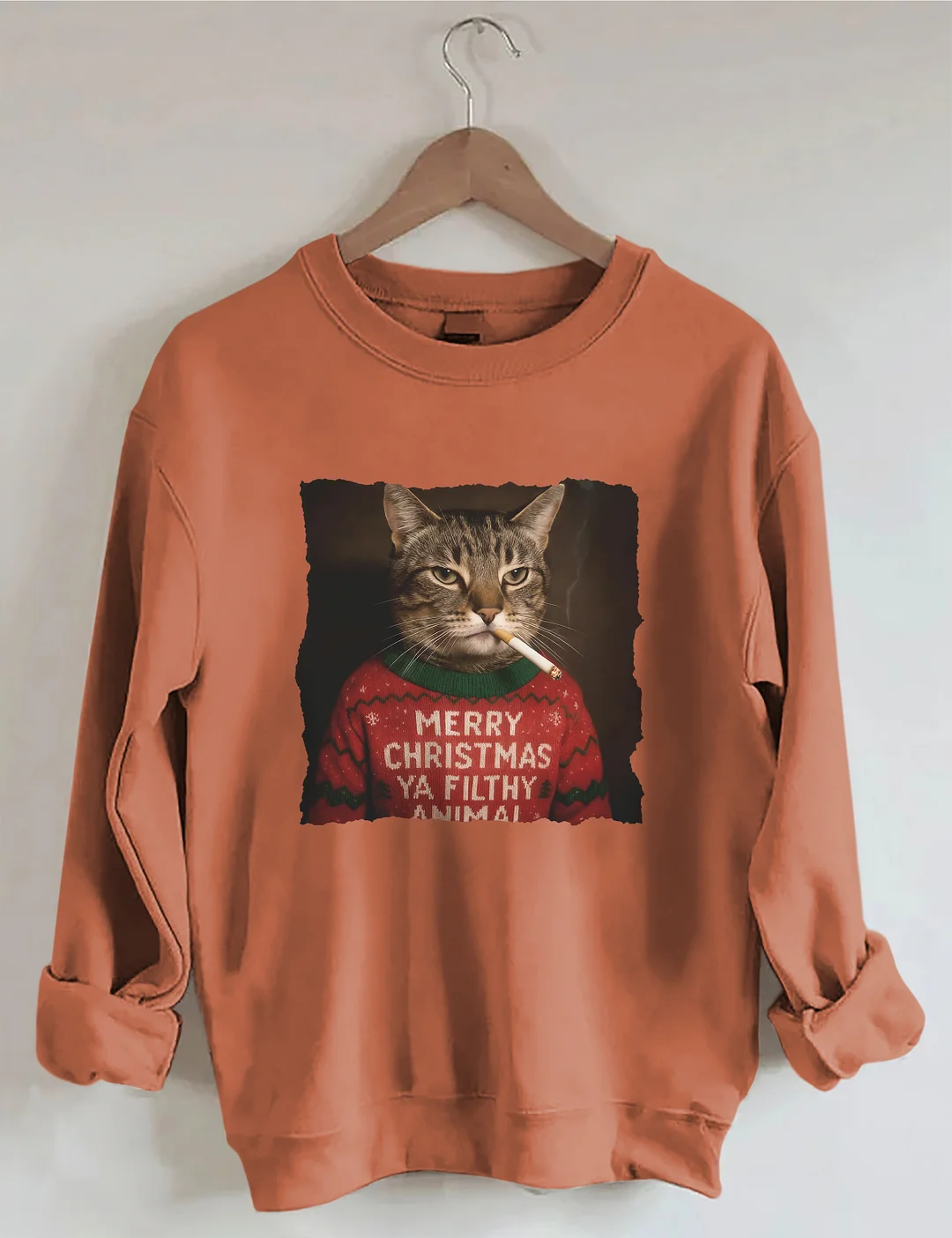 Funny Christmas Smoking Cat Sweatshirt