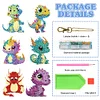 5PCS DIY Diamond Painting Double Sided Colorful Dinosaur Keychain Kit