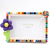 Flower DIY Building Block Photo Frame Kit,Creative Handmade Assembled Photo Frame Handmade Craft Gift Home Tabletop Display Decor 4x6 Inch