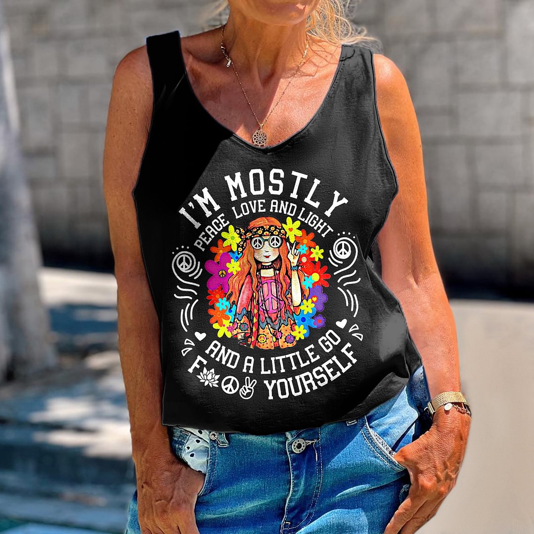 I'm Mostly Peace And Light And A Little Go Fxxk Yourself Printed Women's Vest