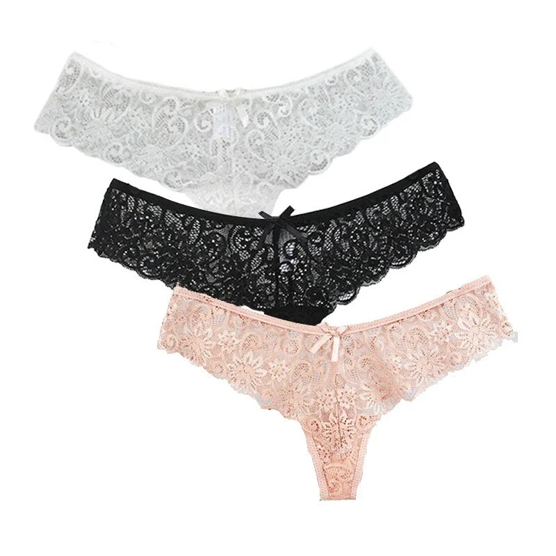 Women Panties 3Pcs/Set Sexy Lace Underwear Set Comfort Female Briefs Fashion Ladies Floral Panty Low Rise Underpants Lingerie