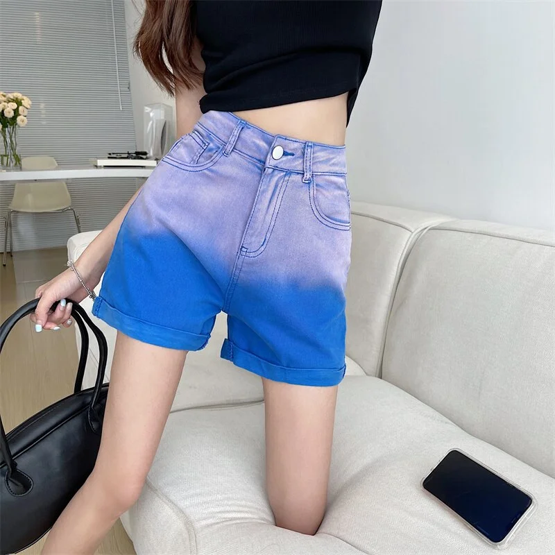 JMPRS High Waist Loose Colorful Jean Shorts Pants Women 2022 New Korean Fahsion All-match Denim Short Female Loose Grunge Bottom