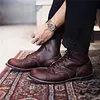 Men's Vintage Western Style Lace-up Leather Boots by Inlyline