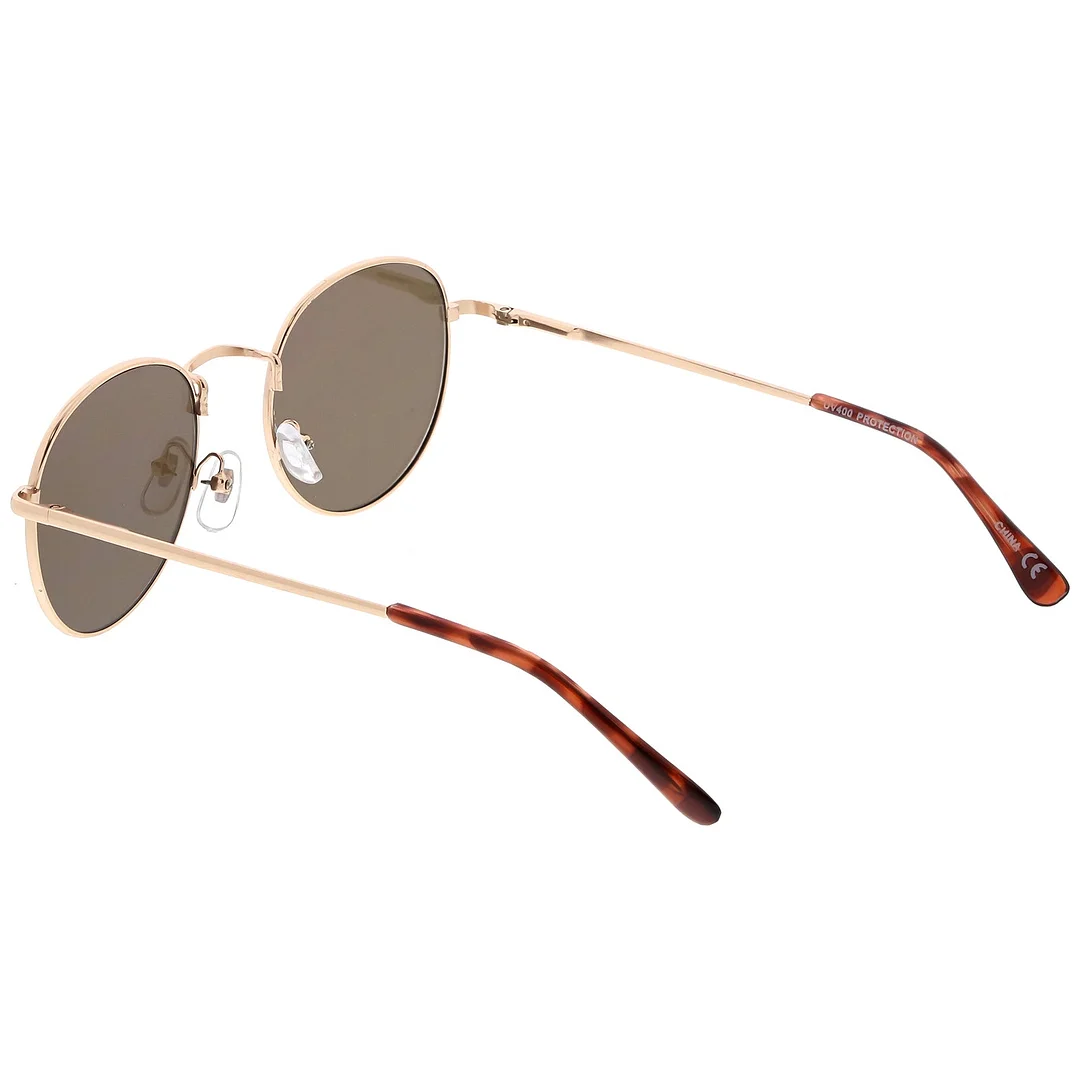 Classic Slim Metal Round glasses With Color Mirrored Flat Lens 50mm