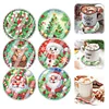 (US Local)6pcs Set Xmas Theme DIY Diamond Painting Coasters Kit with Holder Kit