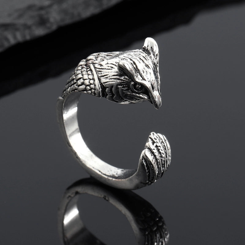 Fashion Metal Ring Retro Silver Feather Leaf Opening Alloy Ring
