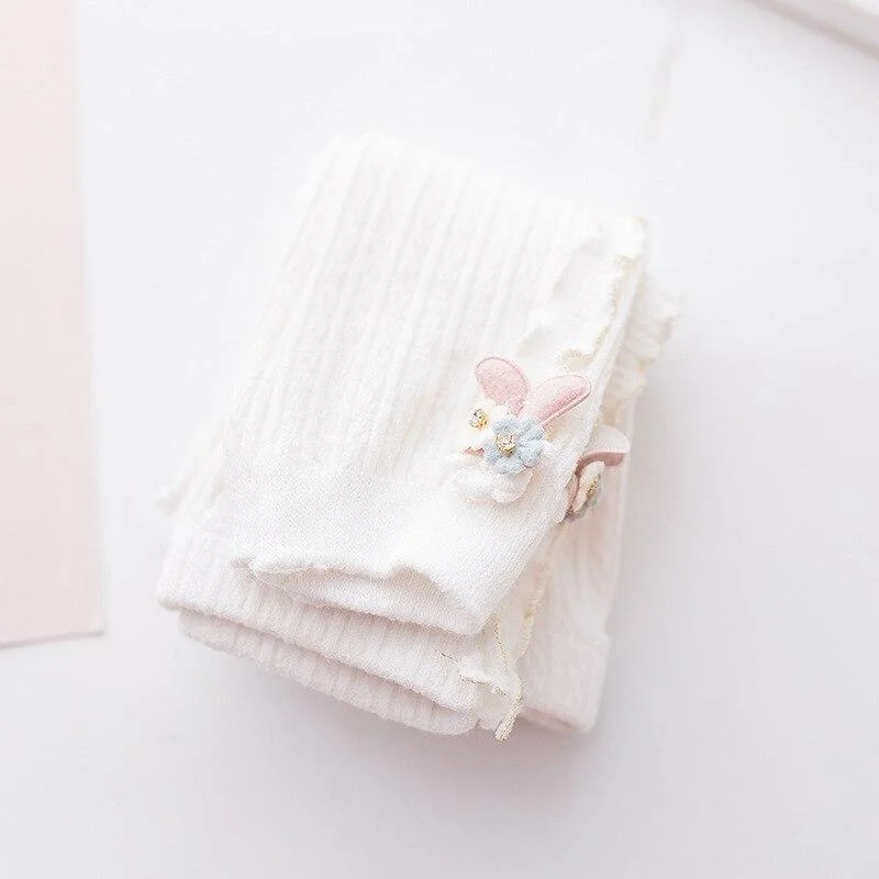 0 to 4 Years 2020 Cotton Girl Knitted Pants Winter Warm Leggings for Girls Cute Flower Leggings for Children Thick Baby Trousers