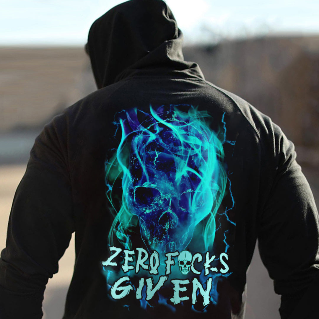 Zero F Given Blue Lightning Ghost Skull Print  Men's Long Sleeve Hoodies WOLVES