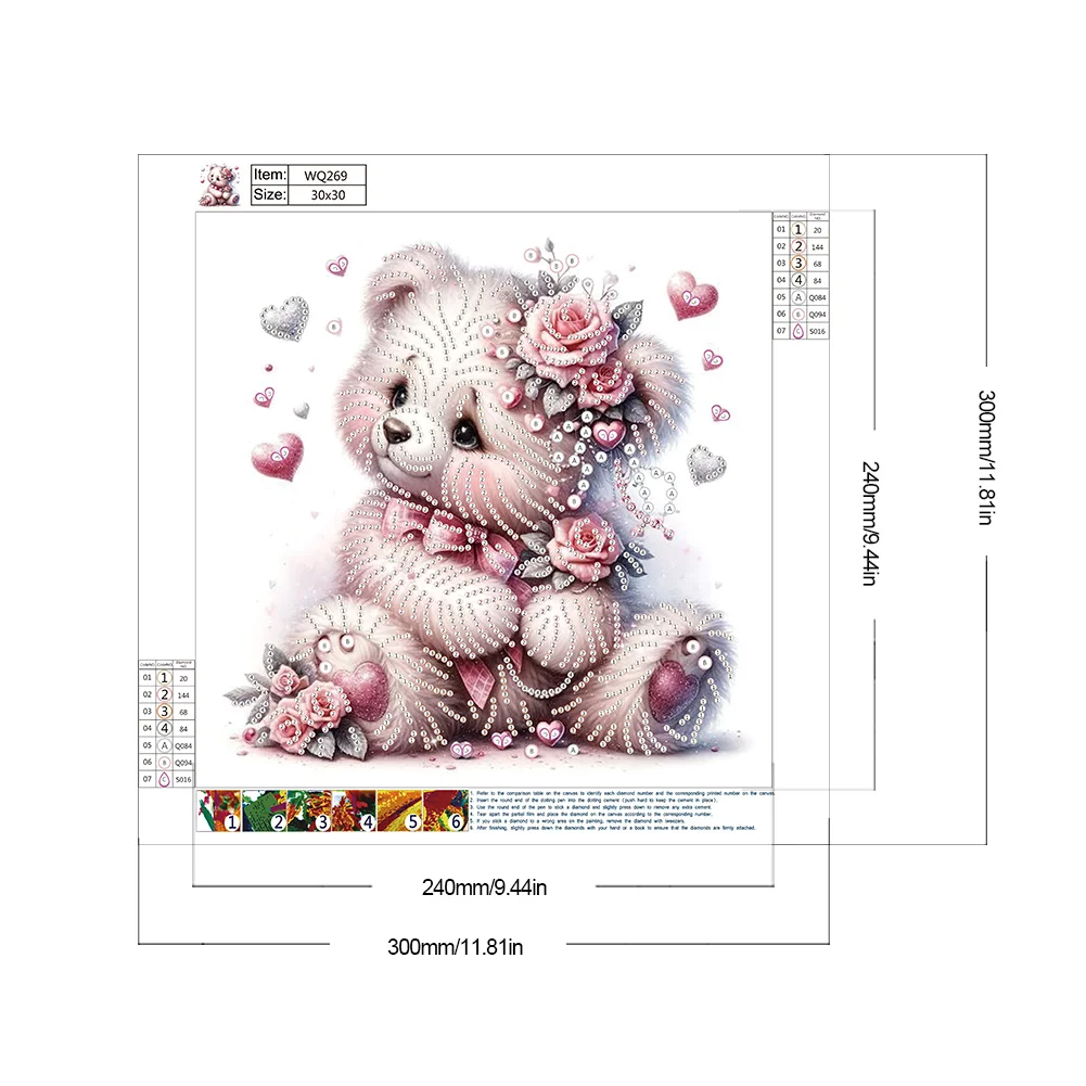Diamond Painting - Partial Special Shaped Drill - Love Bear(Canvas|30*30cm)
