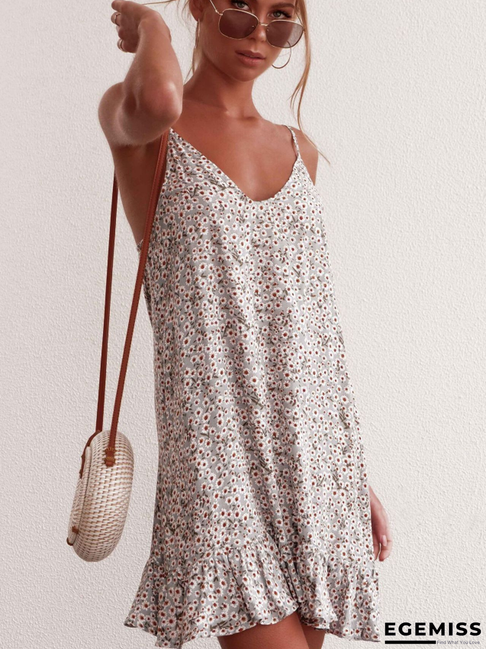 Sexy Women's Halter Top Travel Holiday Floral Print Dress | EGEMISS