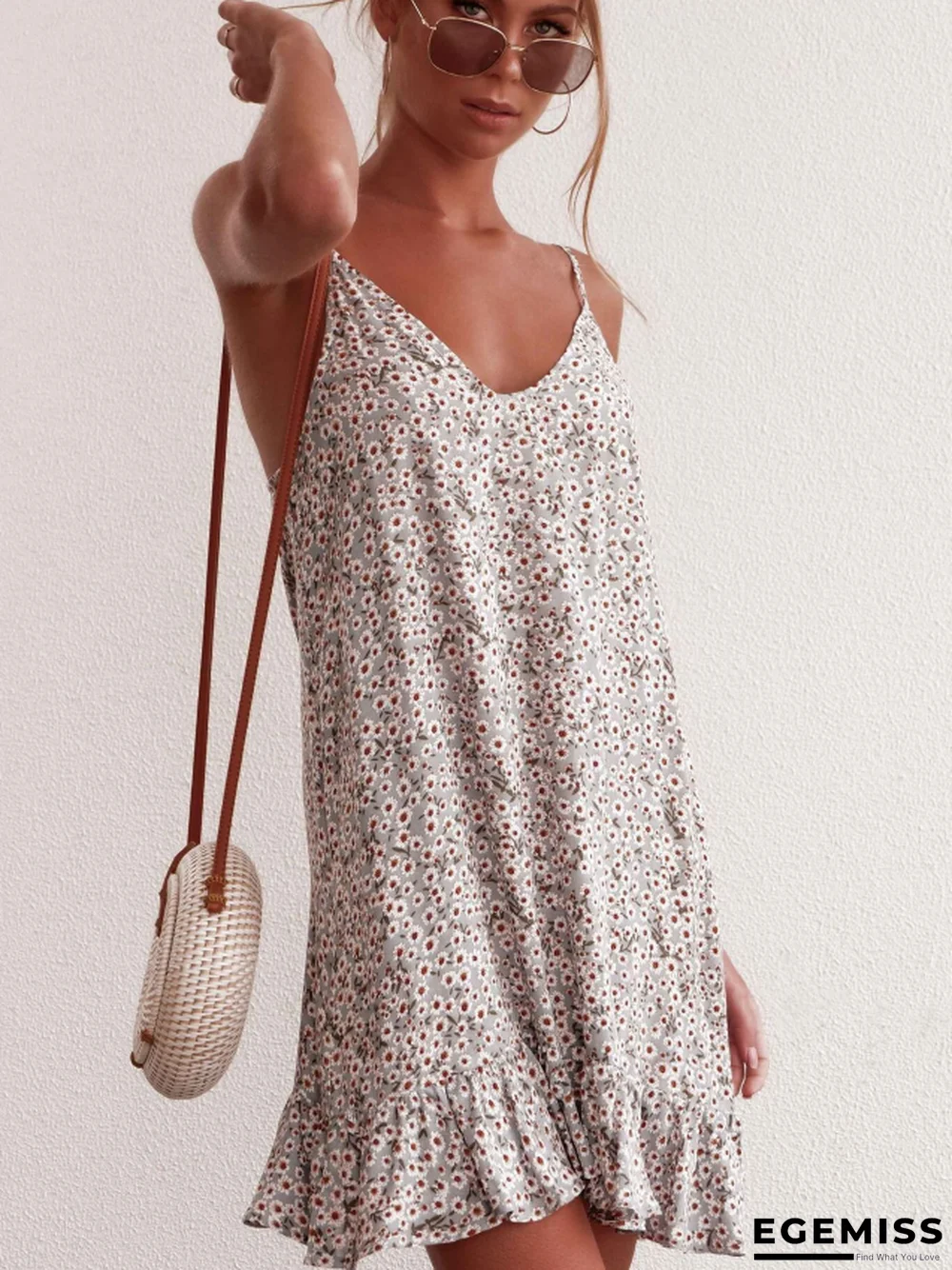 Sexy Women's Halter Top Travel Holiday Floral Print Dress | EGEMISS