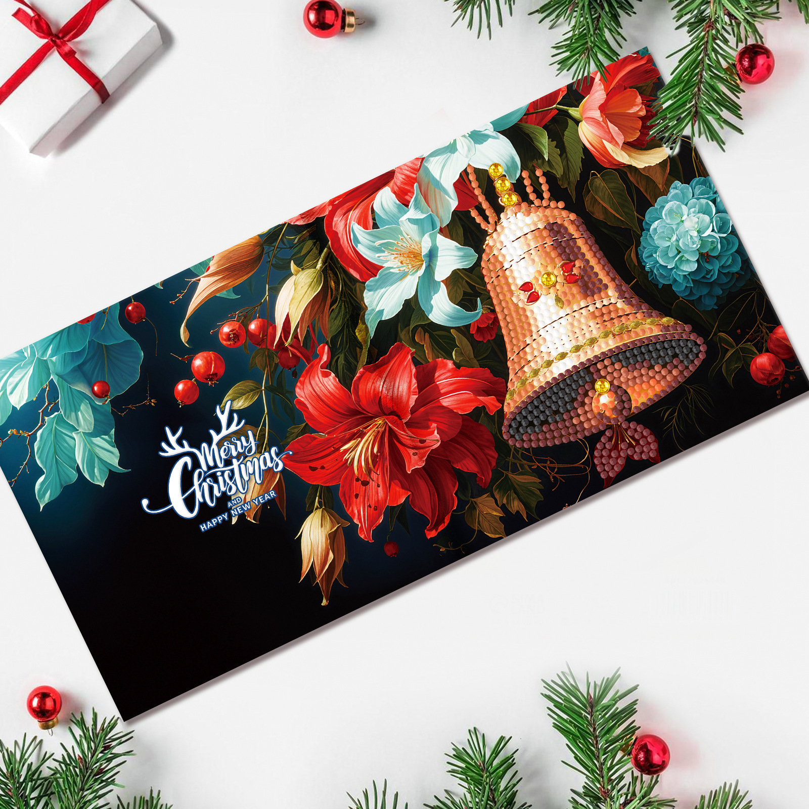 Customized Christmas card with diamond artwork for children DIY handmade diamond stickers, 3D folding blessing cards