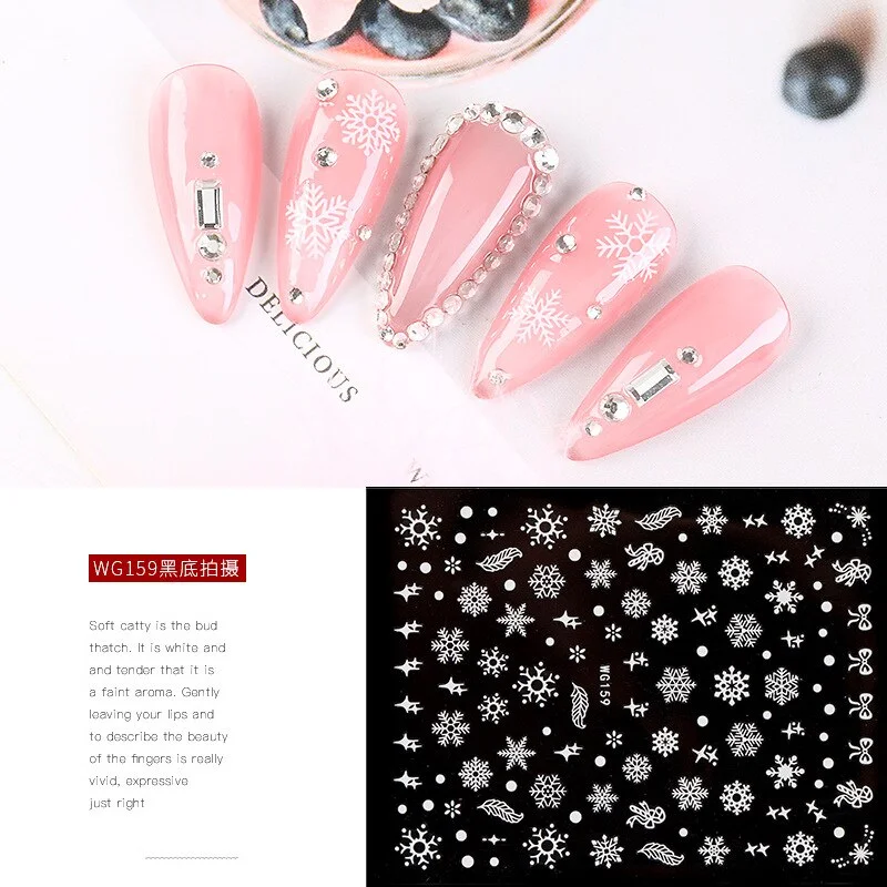 Christmas Winter Snowflake Nail Art Applique Decoration Self-adhesive Nail Stickers Manicure Design White Snowflake Sticker