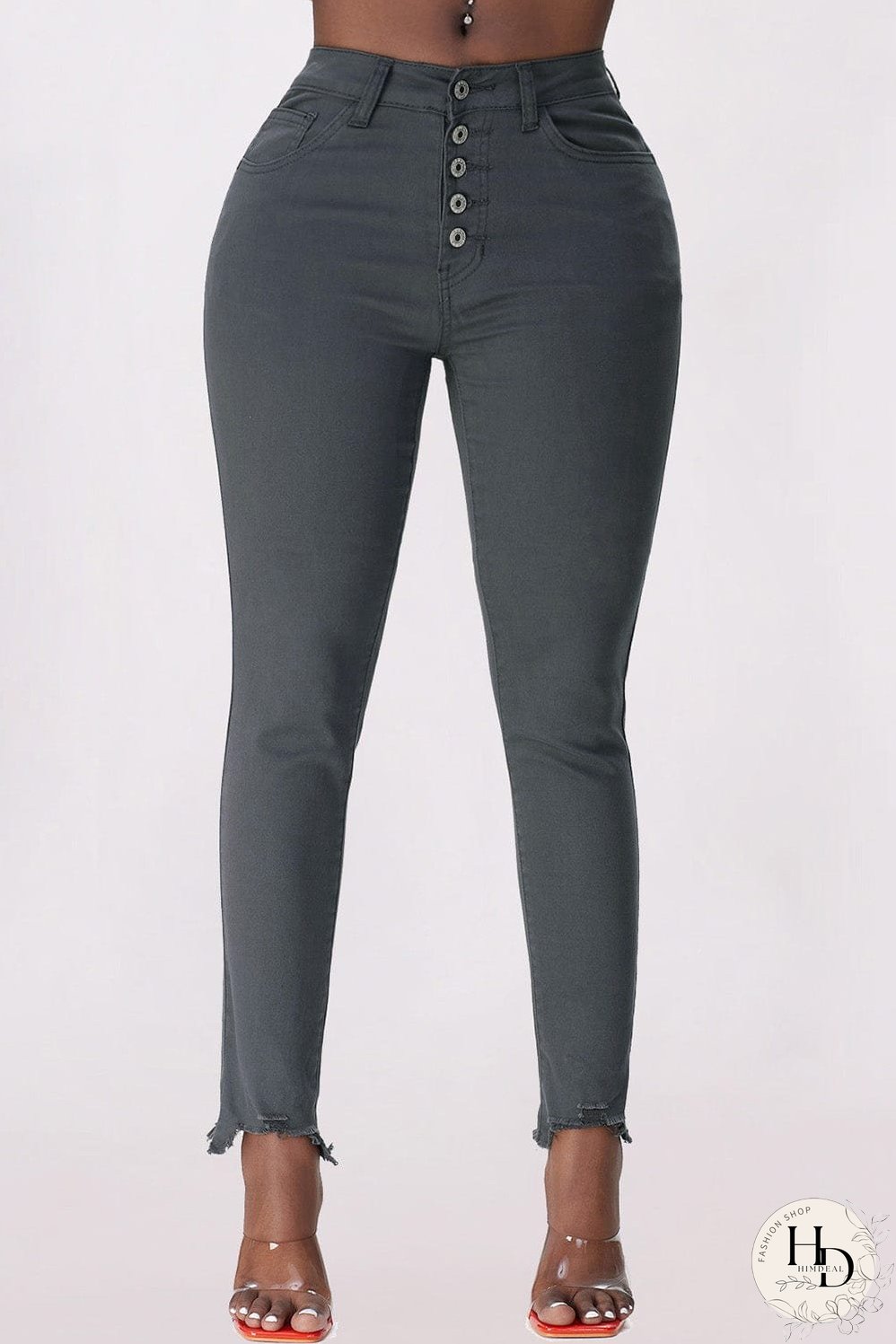 Elastic Loose Wide Leg Button Pants