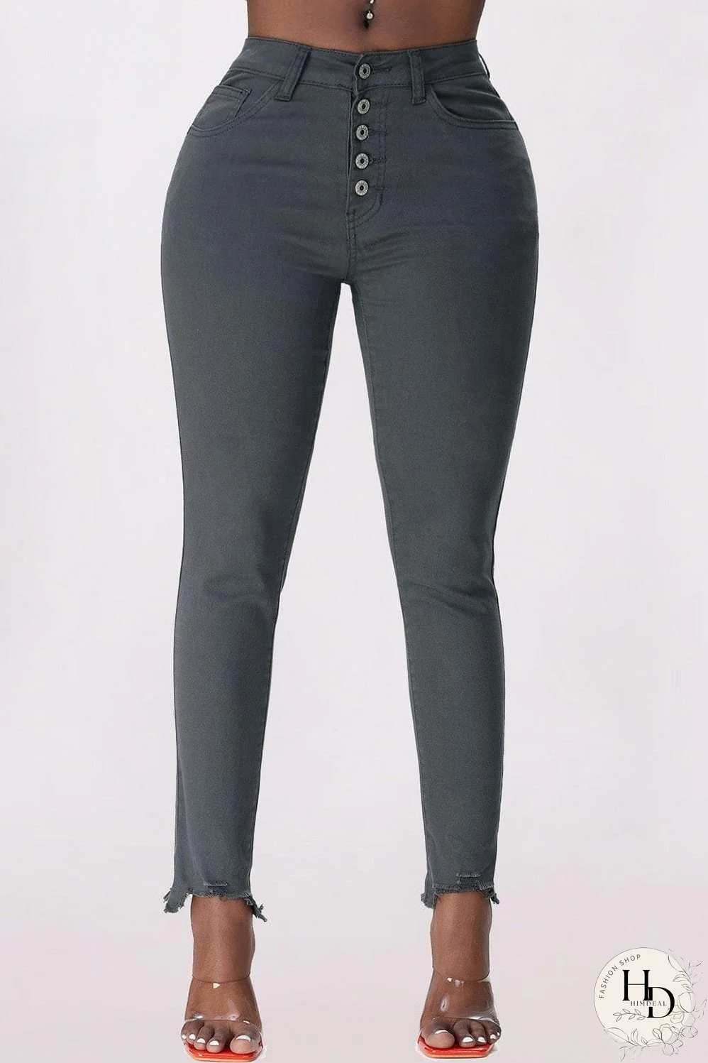 Elastic Loose Wide Leg Button Pants