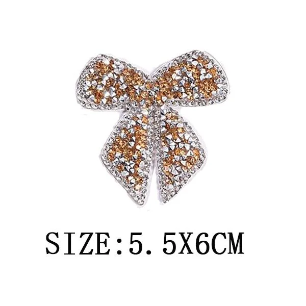 Bow Crystal Rhinestones Patch Iron on Transfers for Clothing Sparkling Rhinestones Stickers on Bag Hat Shoes DIY Applique Decor