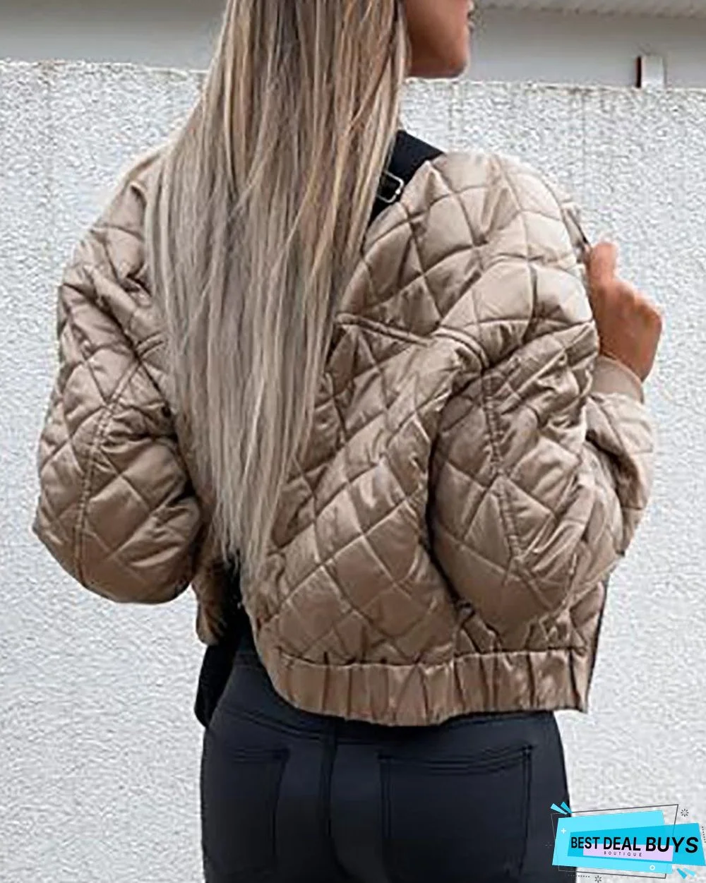 Quilted Long Sleeve Zipper Design Puffer Jacket