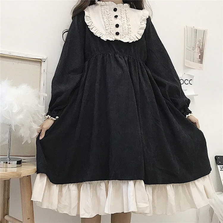 Classic Style Bow Ruffles Lolita Sweet Dress - Gotamochi Kawaii Shop, Kawaii Clothes