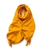 Plain Colors Tassels Unisex Scarf Team Event Anniversary Shawl