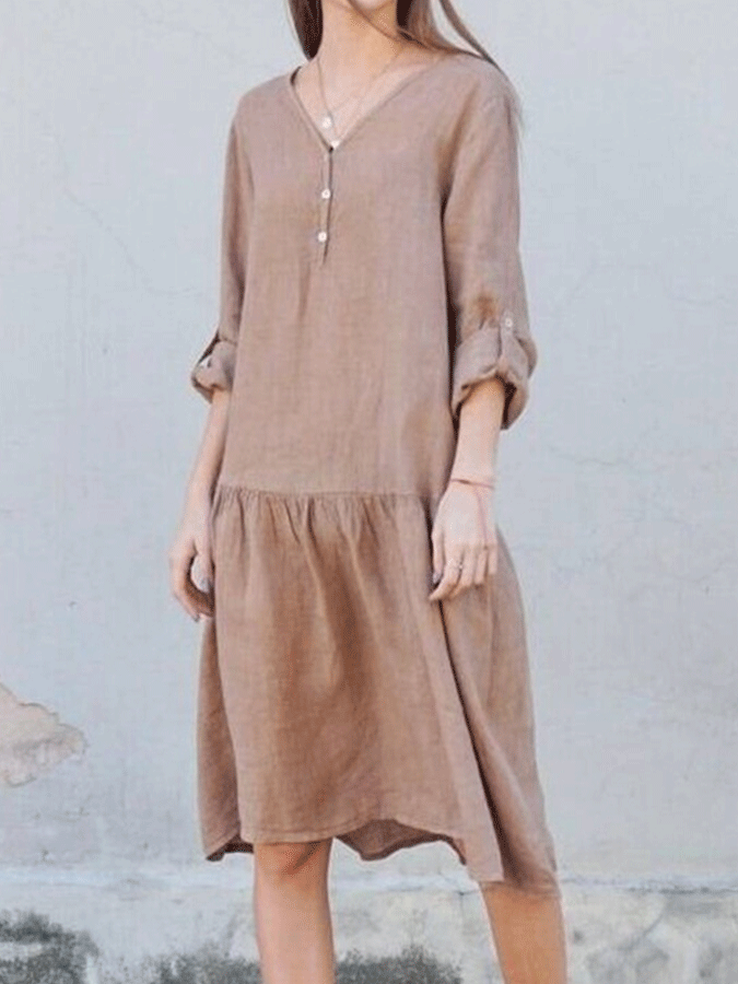Casual Solid Linen Dress