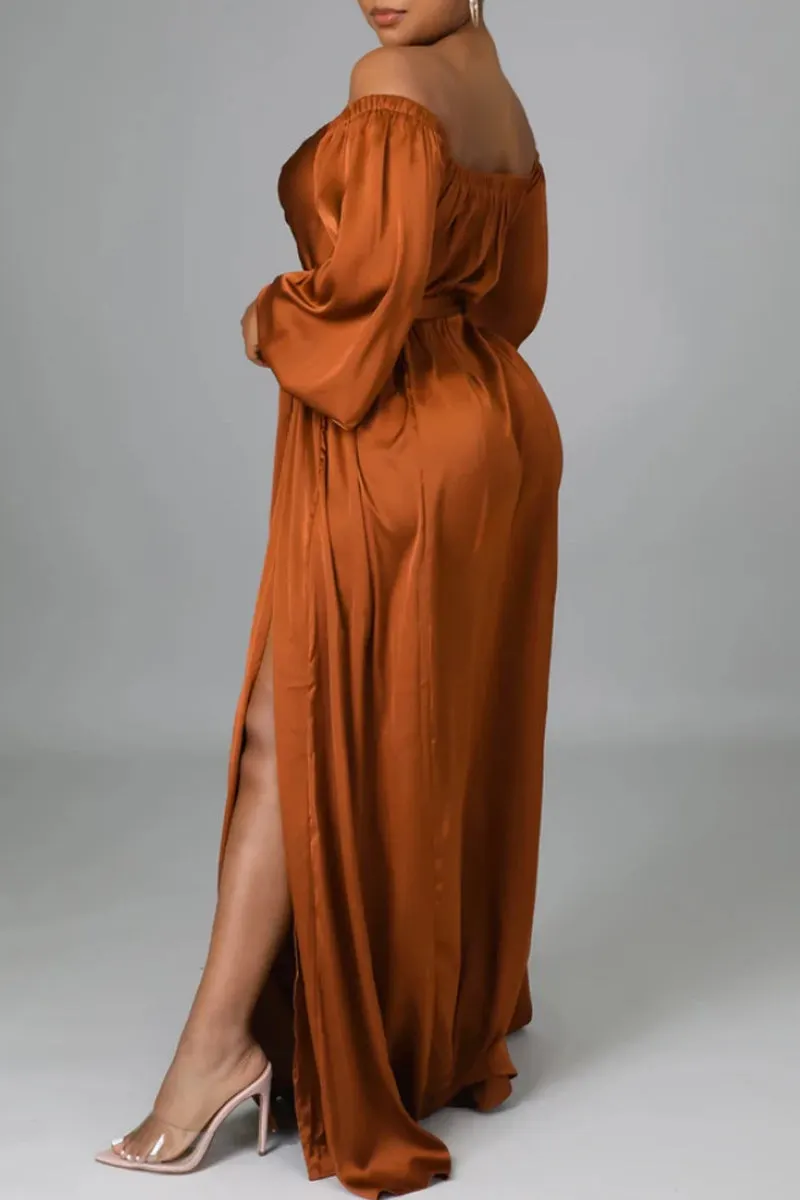 Low Back Sexy Long Dresses with Slit Rust main image 0