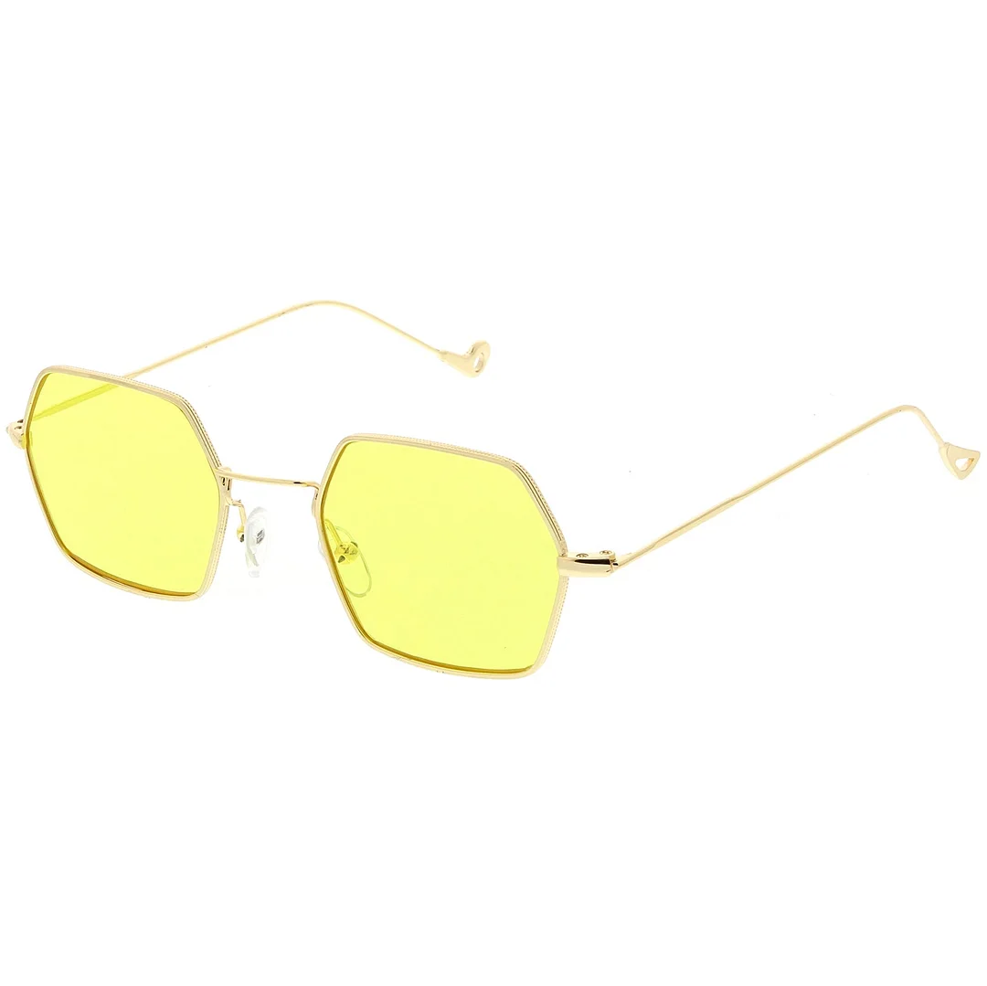 Small Metal Hexagon glasses Ultra Slim Arms Colored Flat Lens 51mm