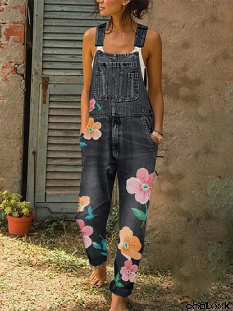 Summer floral printed jumpsuit