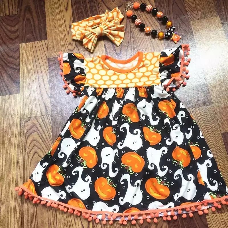 Sets Beautiful Halloween Bow Necklace Dress