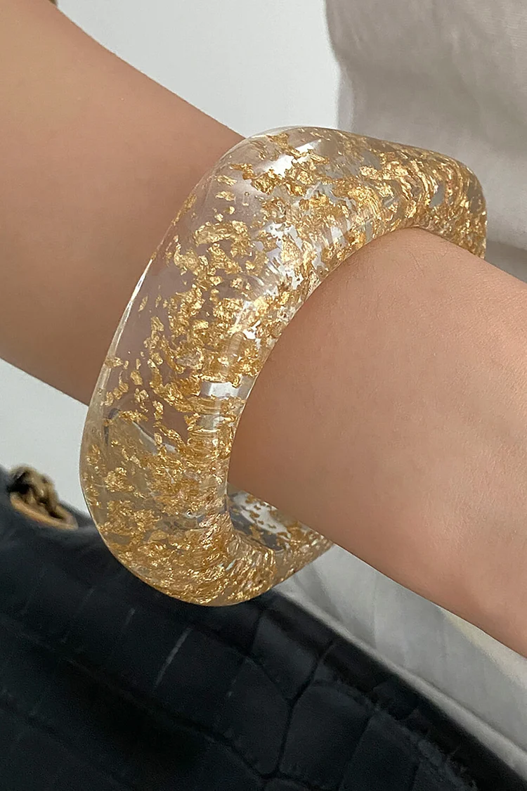 Resin Wrapped Gold Foil Fashionable Wide Bracelet