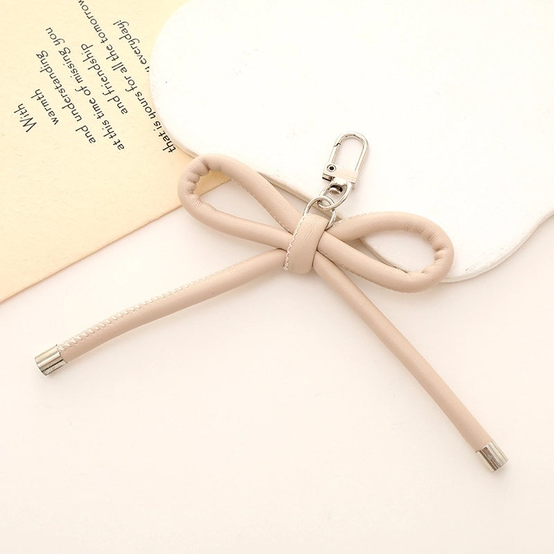 Basic Bow Knot Pu Leather Bag Pendant Mobile Phone Chain Keychain