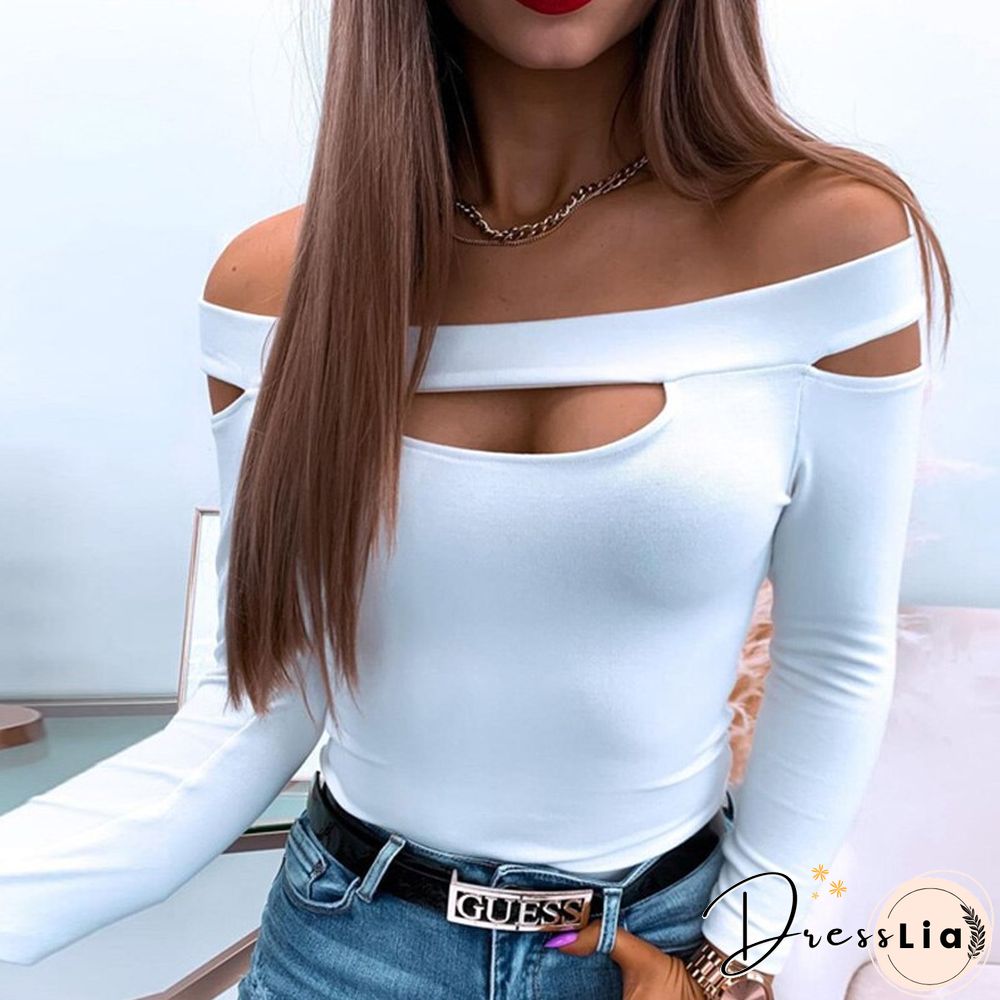 Women Fashion Chic Hollow Out Blouses Shirts New Sexy O-Neck Slim Solid Black Tops Casual Long Sleeve Blusas Streetwear Xl