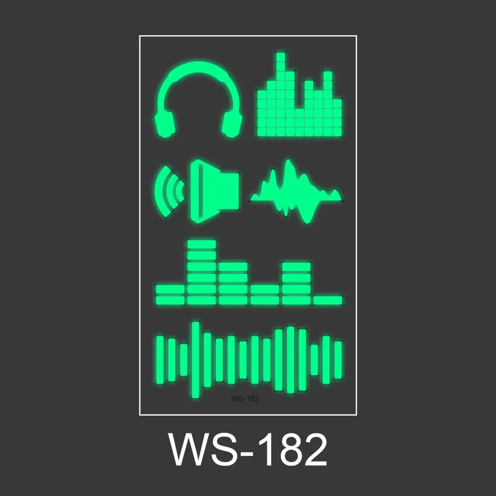 Luminous Tattoo Sticker Nightclub Bar Music Festival Carnival Tattoo Sticker Fluorescent Musical Note Glowing Cool Face Sticker