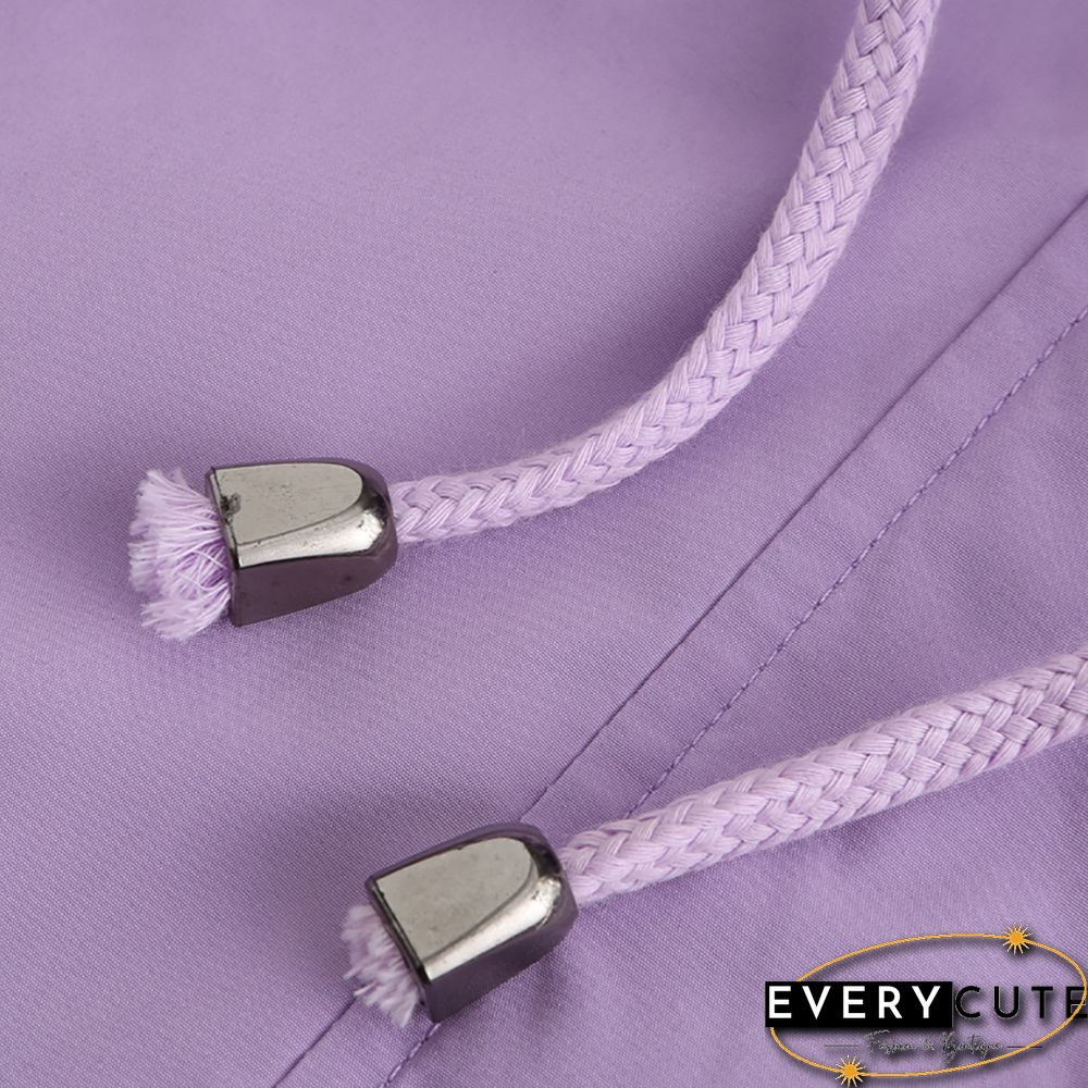 Light Purple Hooded Detachable Windproof Plus Size Windbreaker