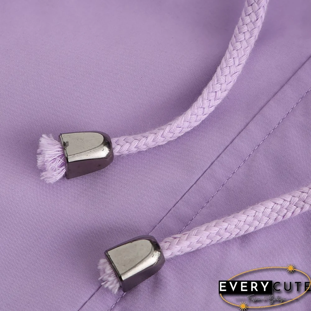 Light Purple Hooded Detachable Windproof Plus Size Windbreaker