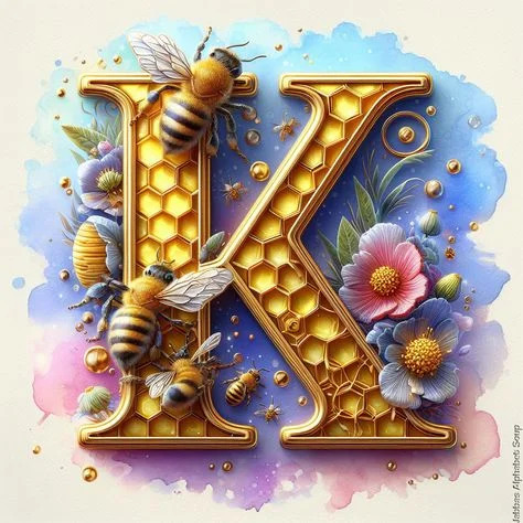 Diamond Painting - Full Round Drill - Bee Alphabet(Canvas|30*30cm)