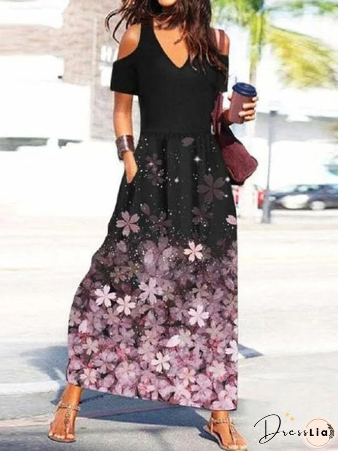 Women's Dresses Printed Off The Shoulder Short Sleeve Dress
