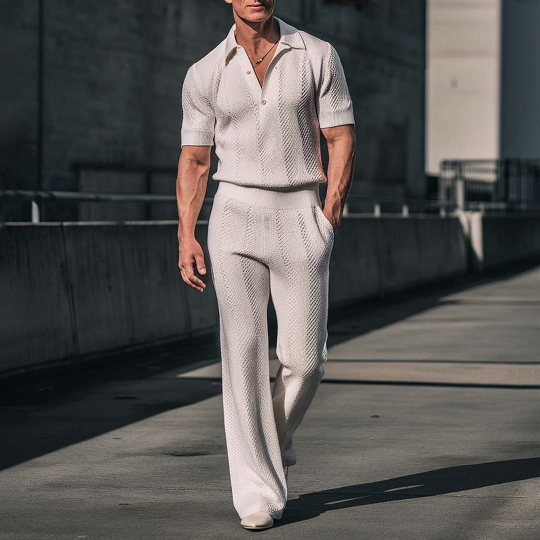 Men's Polo Collar Knitted Suit-inspireuse