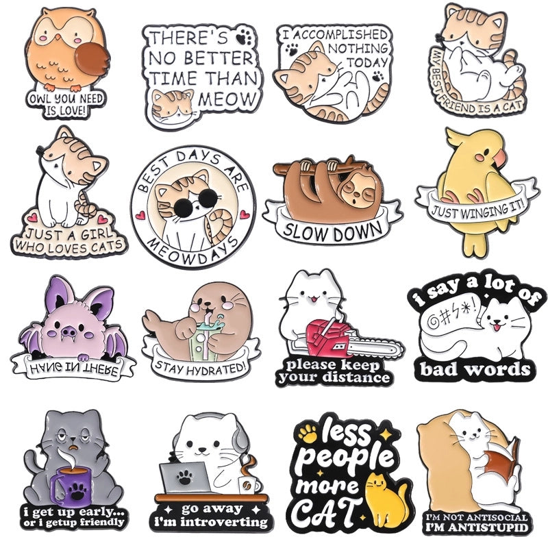 Cute Pin Cat Owl Frog Alloy Stoving Varnish Unisex Brooches