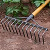 High Carbon Steel Nail Rake Weeding Rake Loose Soil Rake Farm Tools(12 Teeth)