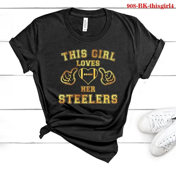 This Girl Loves Her Steelers Letter Print T Shirt Summer Women's Casual Short Sleeve Shirts Tee - Chicaggo