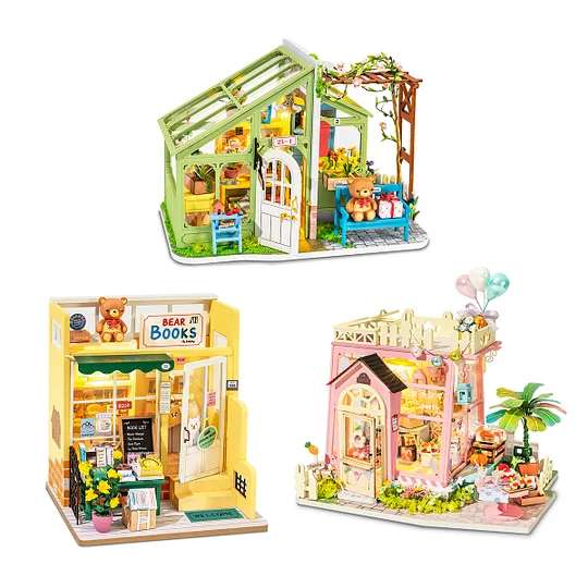 Rolife DIY Miniature Dollhouse | Leisure Time Series II DG152-DG154 (3 Kits) | Robotime Online