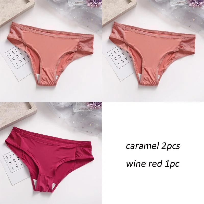 3PCS/Set Lot panties for Women Comfortable Smooth Underwear Soft Intimates Lingerie Girls Briefs Solid Color Fashion Underpants
